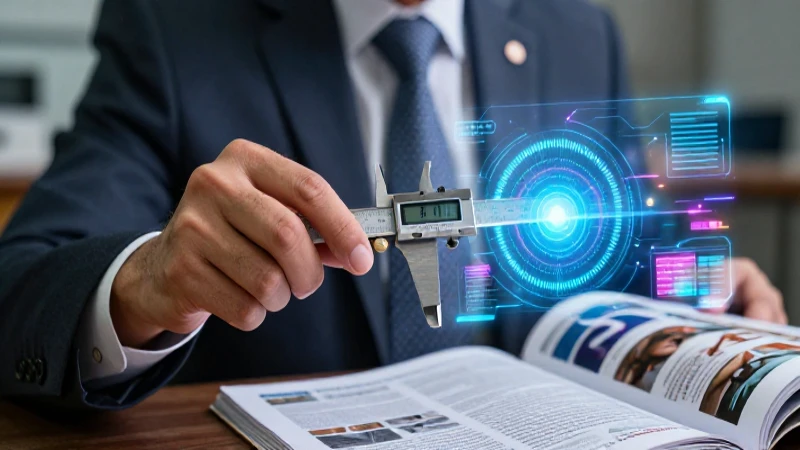 Aprende cómo medir de forma precisa y eficiente tus resultados 3 Educador mexicano con caliper digital y visualización holográfica