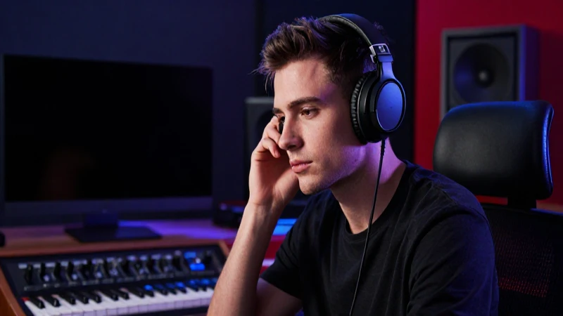 Melómanos: Actitudes Típicas y el Mundo de la Audiofilia 4 Profesional con audífonos en estudio cinematográfico moderno