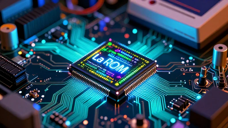 Chip ROM luminoso en revista educativa
