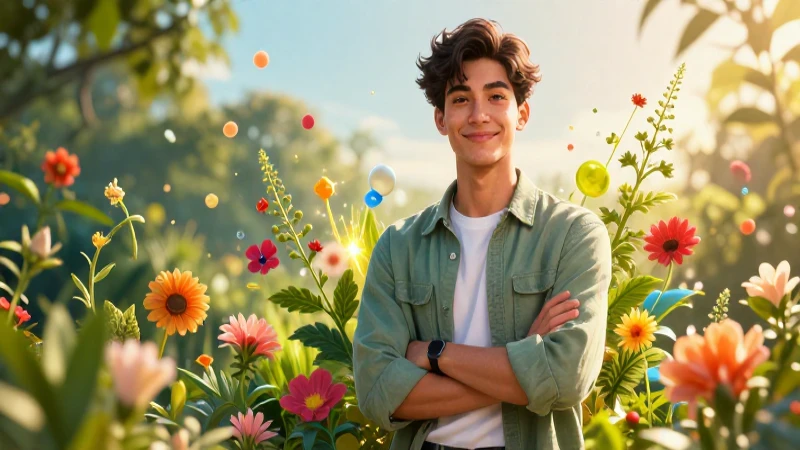 Mentalidad de crecimiento: Potencia tu desarrollo personal 6 Joven exitoso ilustrado, creciendo con confianza