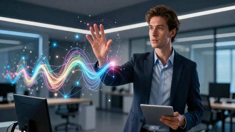Experto interactúa con datos en estilo corporativo