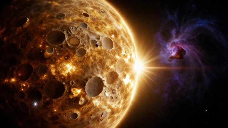 Mercurio detallado con llamarada solar y nebulosa