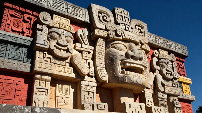 Monumento tolteca majestuoso, detallado y vibrante