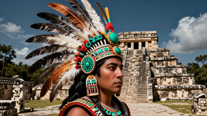Ilustración educativa del legado cultural azteca