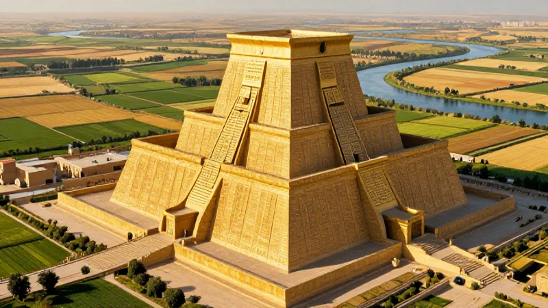 Mesopotamia: Historia, Culturas y Ubicación en la Antigüedad 7 Ziggurat monumental de Mesopotamia bajo luz dorada