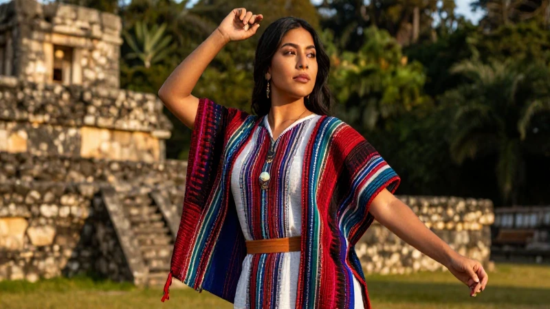 Mestizo: Definición, concepto y su importancia cultural 7 Mujer latina moderna con textiles prehispánicos