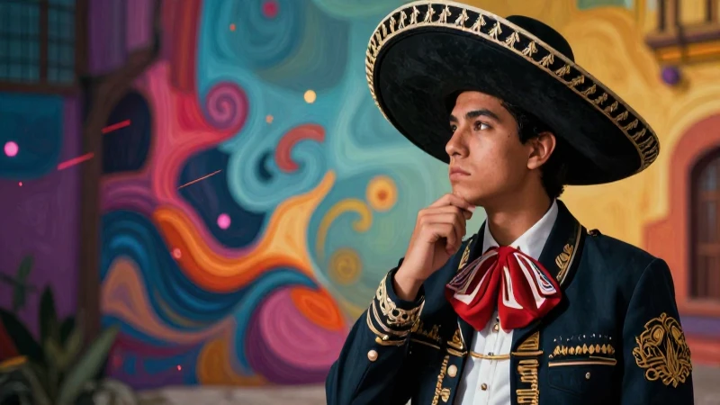 Metáfora: Concepto, Composición y Ejemplos ilustres 7 Estudiante brillante mexicano contemplando arte abstracto