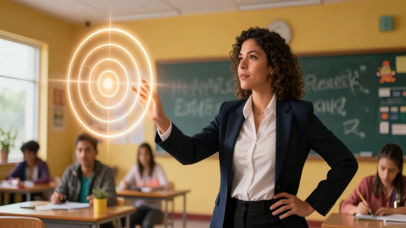 Metas: Concepto, Características, Tipos y Ejemplos Clave 5 Educadora mexicana mira un objetivo en clase