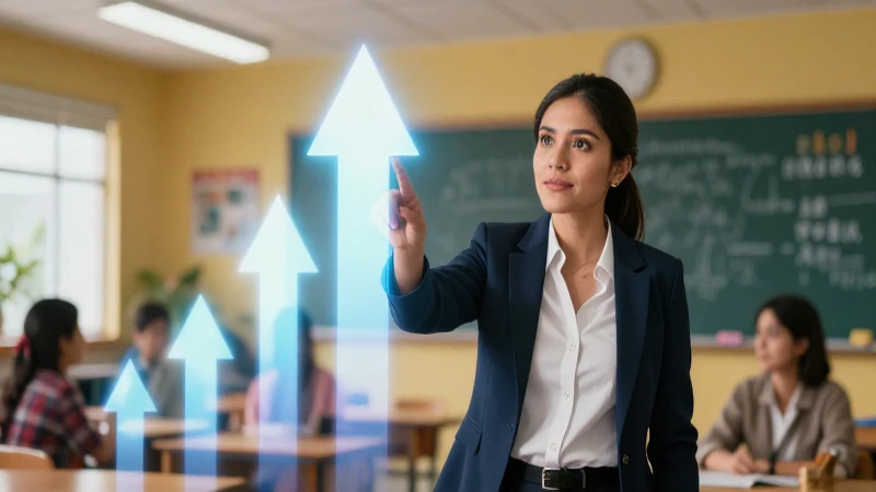 Metas: Concepto, Características, Tipos y Ejemplos Clave 7 Profesor señalando progreso en aula mexicana