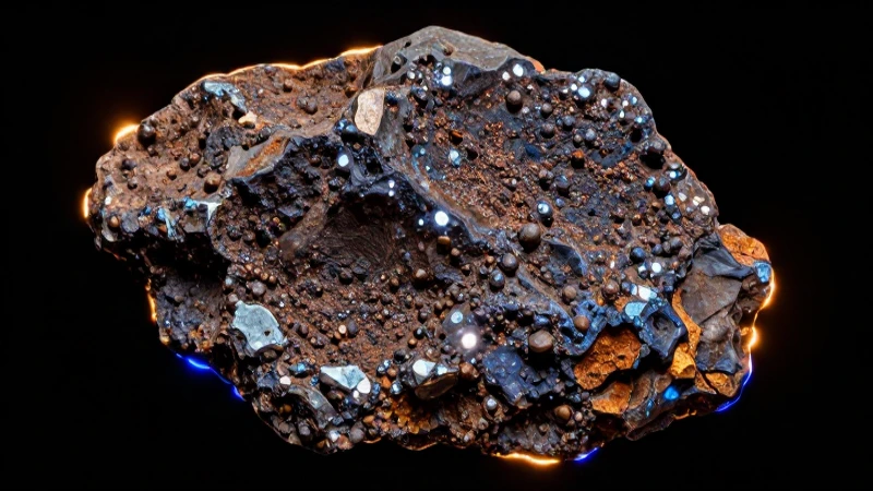 Meteoritos: concepto, tipos, ejemplos y características 4 Fragmento detallado de meteorito con estilo educativo