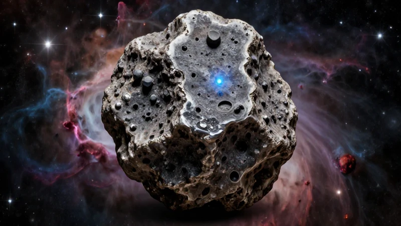 Meteoritos: concepto, tipos, ejemplos y características 5 Meteorito polido destaca sobre fondo de nebulosa espacial