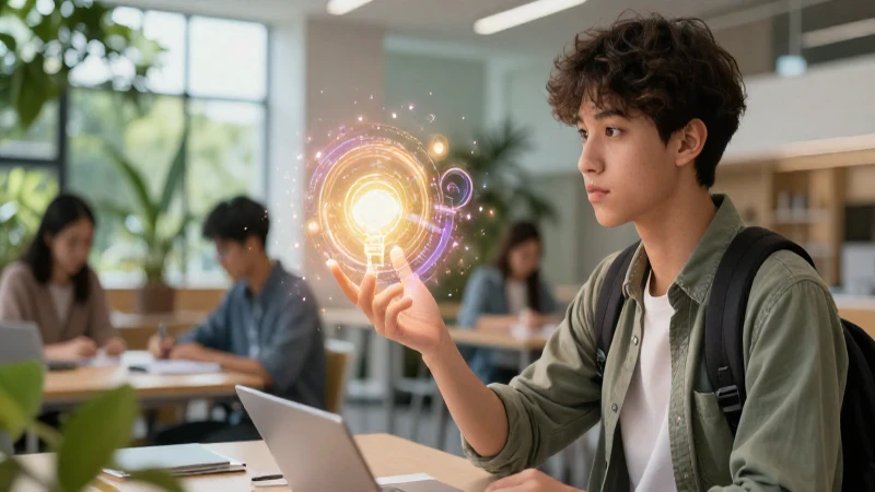 Estudiante brillante y moderno con conceptos vívidos