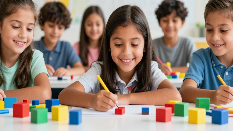 Estudiante feliz aprende matemáticas con alegría