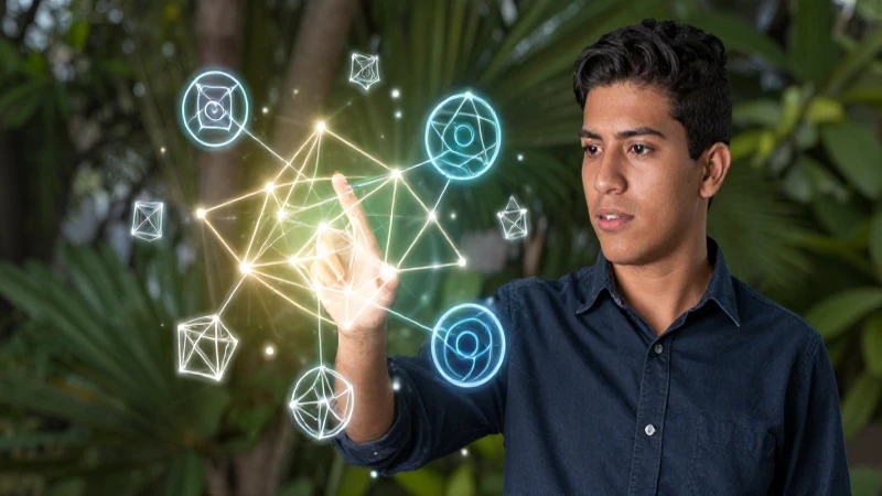Qué es el método deductivo y cuáles son sus características 3 Educador mexicano interactúa con símbolos abstractos vibrantes