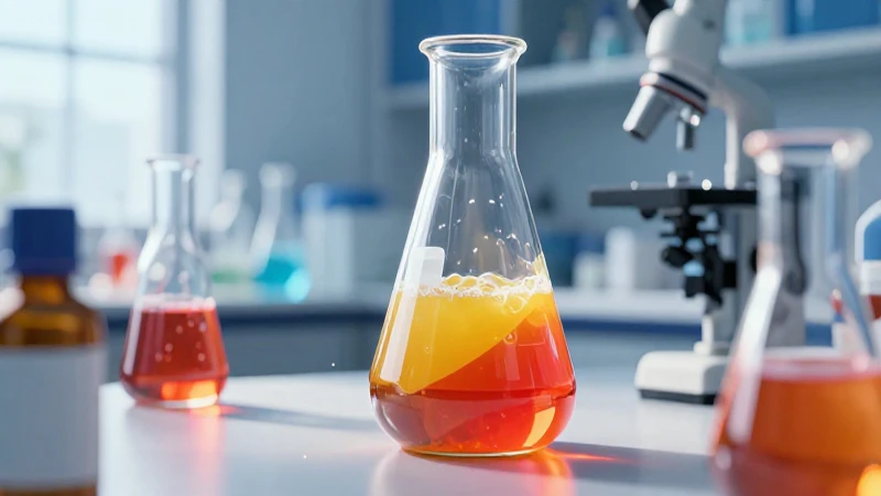 Experimento de laboratorio moderno con colores vibrantes