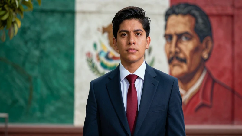 El impacto de la Revolución en México: Análisis post-transformación 4 Retrato académico mexicano con fondo revolucionario