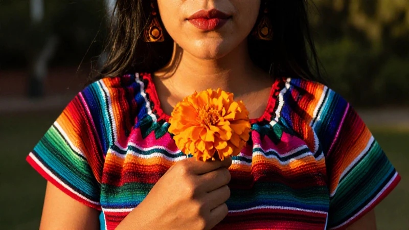 Conoce la guía definitiva de México: Estados, turismo y mucho más 4 Retrato detallado de mujer con flores y textiles mexicanos