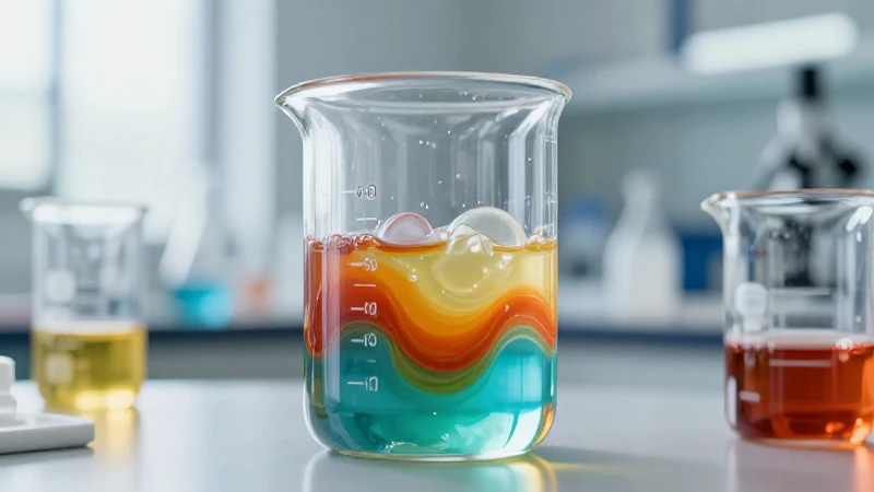 Mezclas químicas vibrantes en laboratorio
