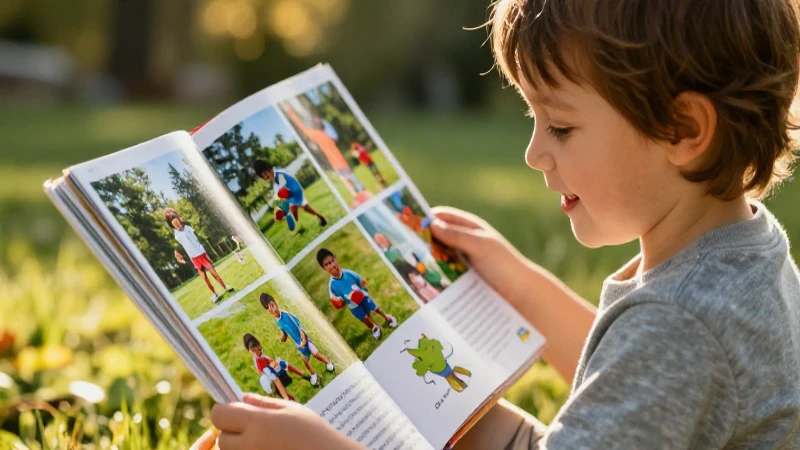 Ahorra tus recuerdos: Descarga gratis Mi Álbum 2 Preescolar en PDF 3 Niño feliz ve álbum con cálida luz dorada