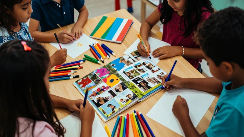 Optimiza y crea recuerdos: consejos para un álbum de preescolar inolvidable 3 Niños creando vibrante álbum de recuerdos