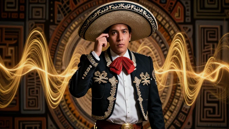 Retrato dinámico de estudiante mexicano artístico