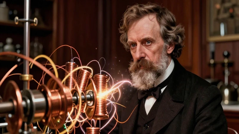 Cuál fue el legado científico de Michael Faraday 7 Faraday, retrato dinámico, con bobinas y luz