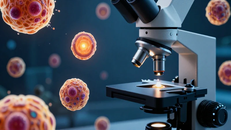 Células brillantes bajo microscopio avanzado y detallado