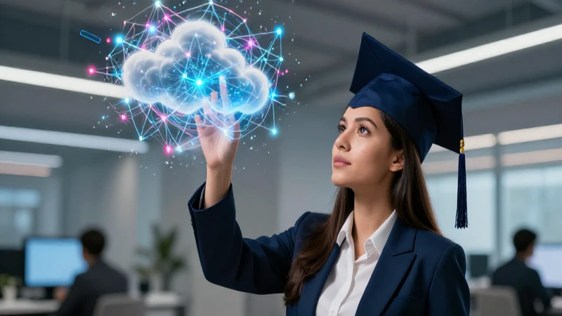 Mineduc becas para graduandos: Oportunidades en AWS 5 Joven graduado ambicioso observando datos digitales