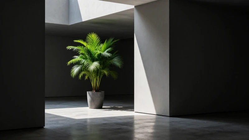 Minimalismo arquitectónico con luz dramática y planta
