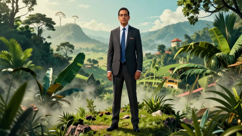 Oficial de salud guatemalteco en paisaje dramático