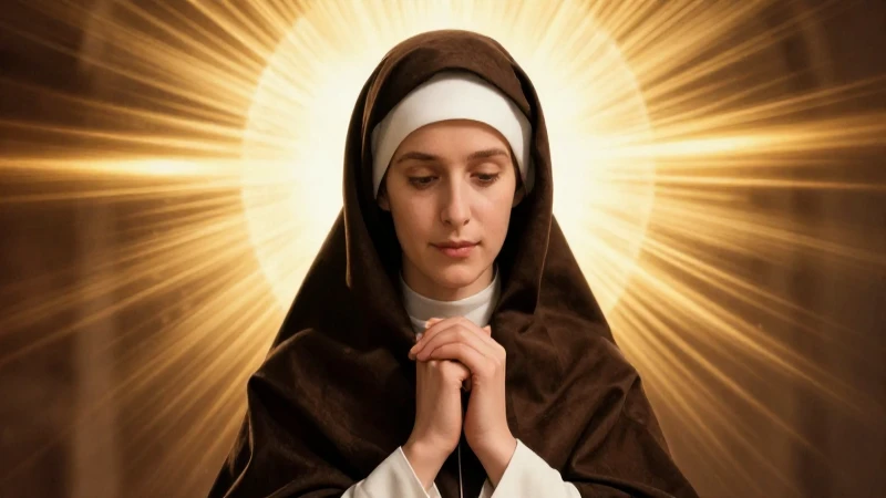 Ilustración detallada de Santa Faustina con luz divina