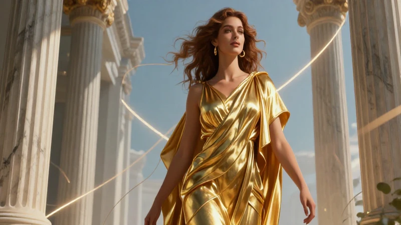Musas modernas con vestiduras doradas y ambiente artístico