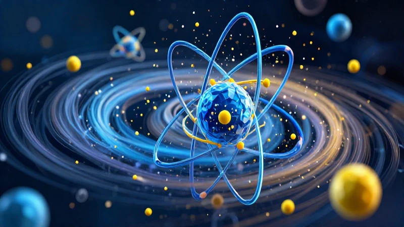 Ilustración dinámica de partículas geométricas coloridas
