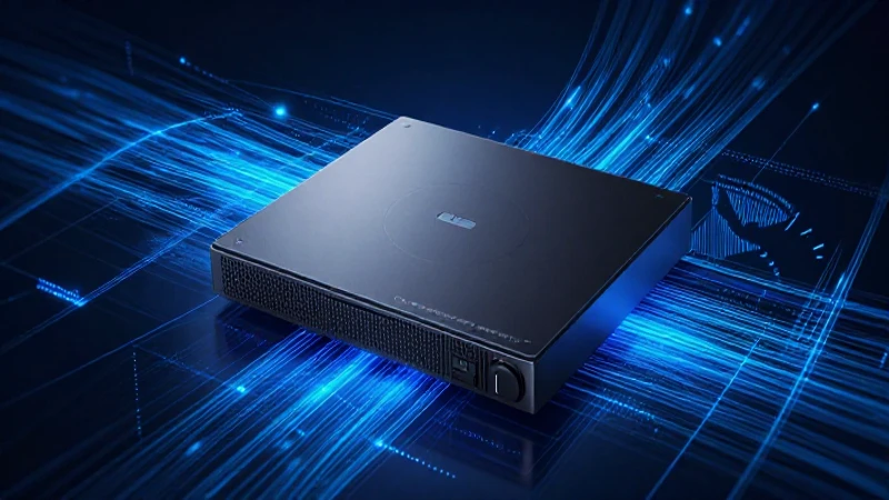Modem moderno con flujo de datos azul vibrante