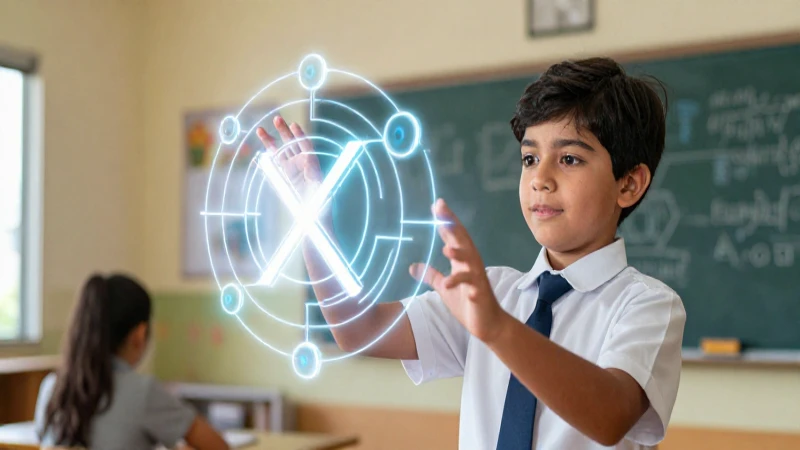 Aprendiz interactúa con estructura abstracta mexicana brillante