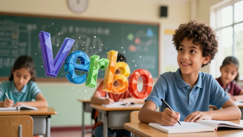 Ilustración dinámica de verbos educativos mexicanos