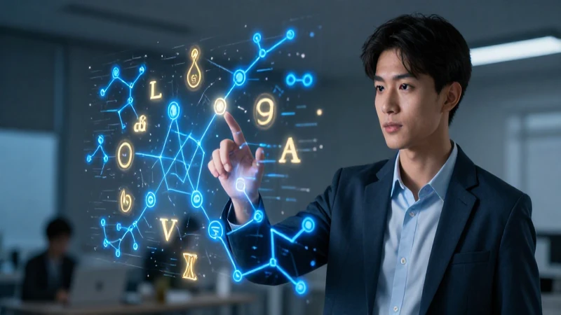 Estudiante interactúa con matriz lingüística holográfica