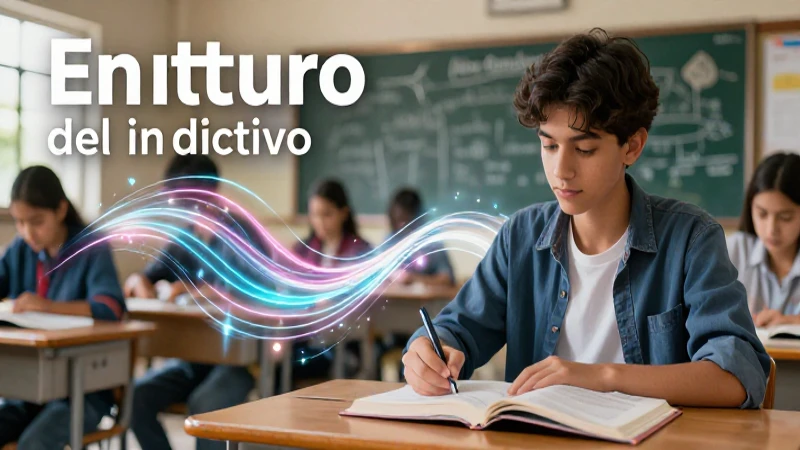 Ilustración vibrante de verbos en futuro