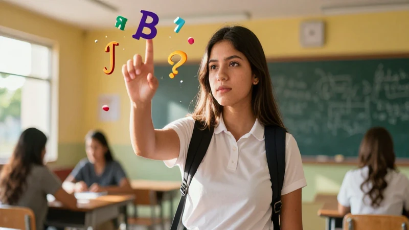 Estudiante mexicano con símbolos de poder