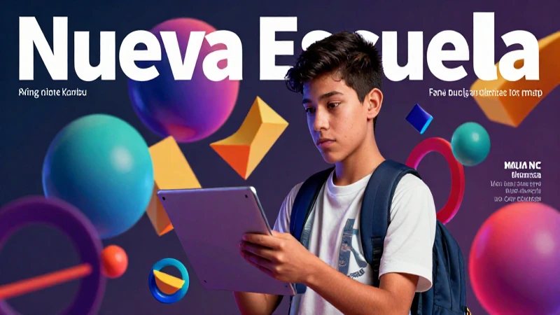 Estudiante joven con diseño geométrico vibrante