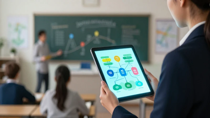 Educador brillante guía caminos educativos digitales