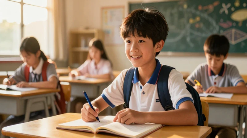 Portada de revista educativa con estudiante exitoso