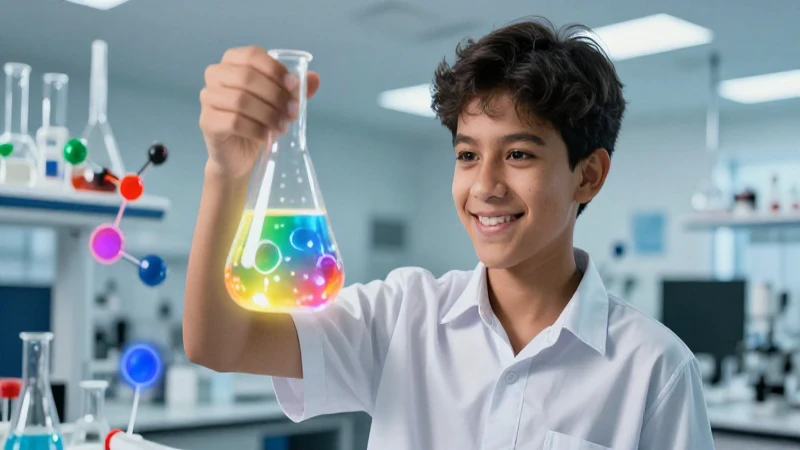 Estudiante científico en laboratorio moderno