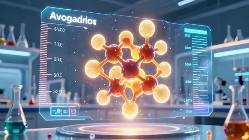 Moles: concepto, cálculo y volumen en química explicados 3 Avogadro: visualización molecular en laboratorio moderno