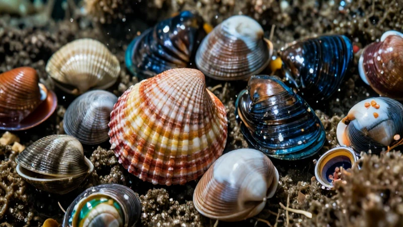 Moluscos: 40 Ejemplos Impresionantes de Estos Animales 6 Vibrantes moluscos en un fondo marino detallado