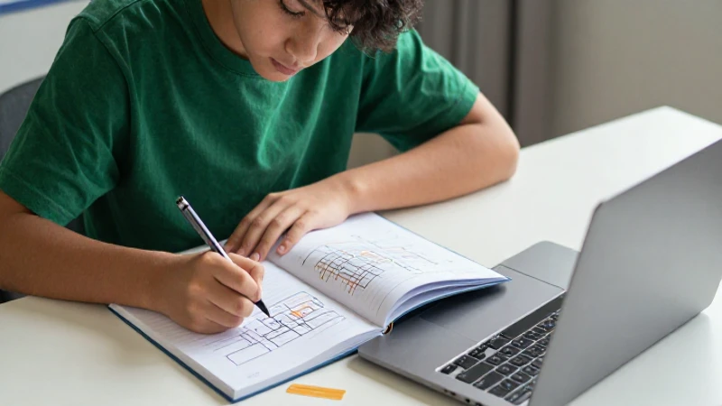 Estudiante joven enfocado diseña en escritorio