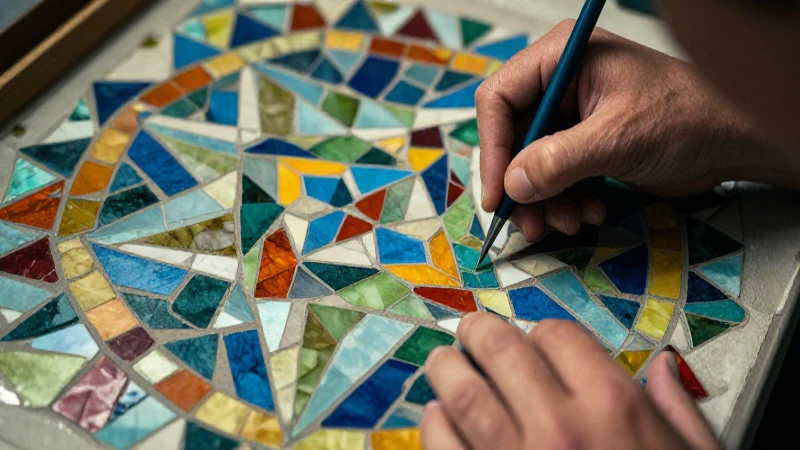 Mosaicos de figuras geométricas: Arte y Creatividad 8 Mosaico geométrico creativo en colores vibrantes