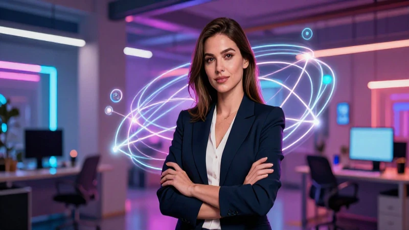 Mujer profesional inspiradora en oficina moderna