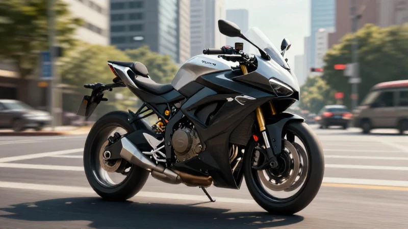 Moto urbana moderna, imagen hiperrealista y dinámica