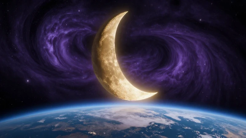 Misterios lunares en arte espacial vibrante